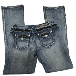Premiere Rue21 Jeans Womens 9/10R Bootcut‎ Low Rise Stretch Embellished 30x32
